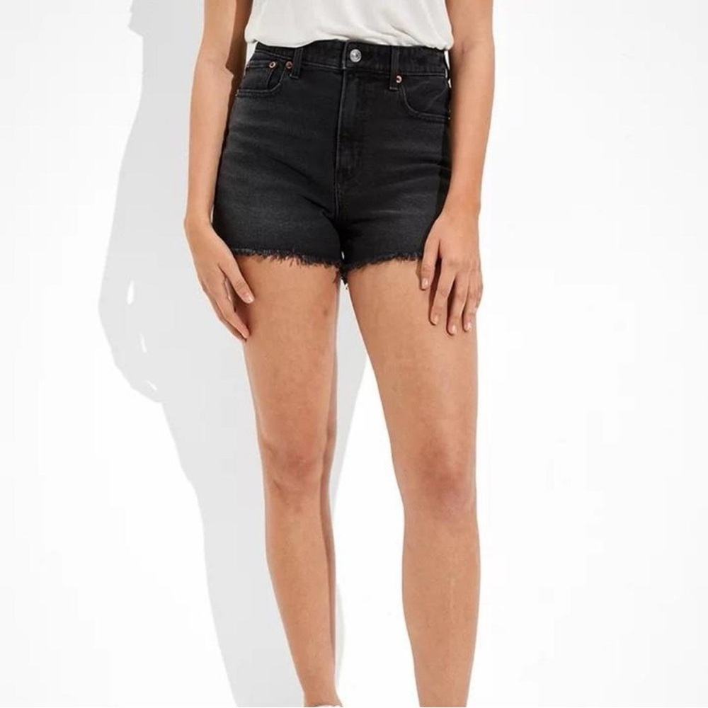 American Eagle Highest Rise 90s Boyfriend Shorts | Size 4 | Black Wash Stretch